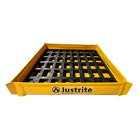 Justrite 28587 Collapsible Utility Tray With Grate 8 Gallon Capacity 25 5in by 25 5in by 4in Spill Control