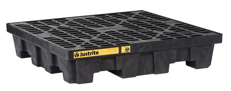 Justrite 28634 Eco Poly Blend Spill Control Pallet 4 Drum Square 35 Recycled Polyethylene