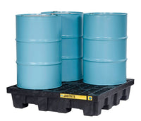 Justrite 28637 Pallet, 4 Drm Square with Drain, Eco Bk