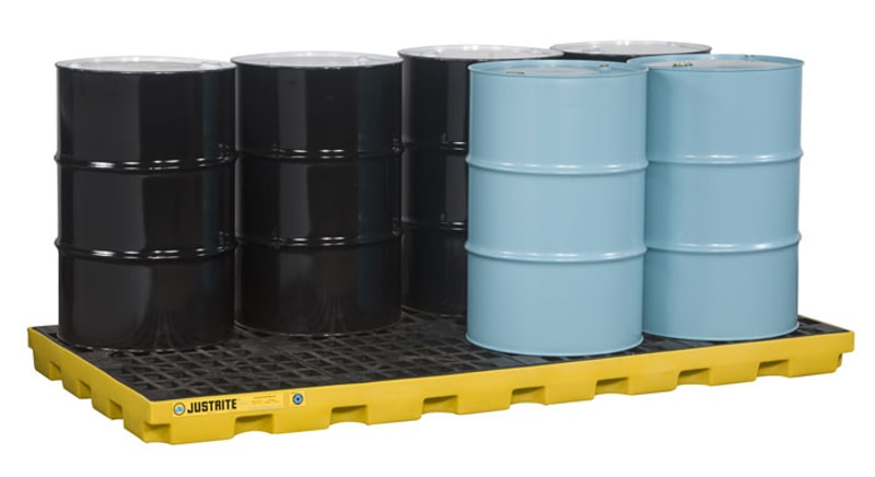 Justrite 28660 Eco Poly Blend Accumulation Center 8 Drum 45 Recycled Polyethylene Spill Control