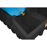 Justrite EcoPolyBlend Drum Management Base Module, Dispensing Well, Forklift Channels, Recycled Polyethylene