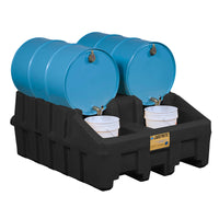 Justrite EcoPolyBlend Drum Management Base Module, Dispensing Well, Forklift Channels, Recycled Polyethylene