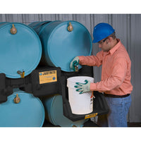 Justrite EcoPolyBlend Drum Management Stack Module, Dispensing Shelf Optional, Forklift Channels, Polyethylene