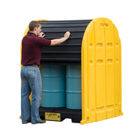Justrite EcoPolyBlend DrumShed with Rolltop Doors, Accommodates 2 Drums, Polyethylene