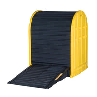 Justrite EcoPolyBlend DrumShed with Rolltop Doors, Accommodates 2 Drums, Polyethylene