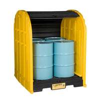 Justrite EcoPolyBlend DrumShed with Rolltop Doors, Accommodates 4 Drums, Polyethylene