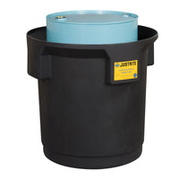 Justrite EcoPolyBlend Single Drum Collection Center for 55-Gal. Drum, Optional Dolly, Recycled Content