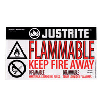Justrite Haz-Alert Flammable Small Warning Label for Safety Cabinet
