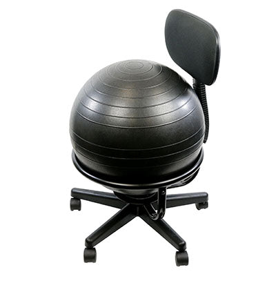 CanDo Ball Chair - Metal - Mobile - with Back - no Arms - with 22" Black Ball — for Treatment and Examination Rooms
