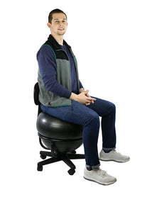CanDo Ball Chair - Metal - Mobile - with Back - no Arms - with 22" Black Ball — for Treatment and Examination Rooms