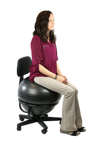 CanDo Ball Chair - Metal - Mobile - with Back - with Arms - with 22" Black Ball — for Treatment and Examination Rooms