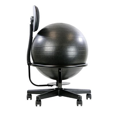CanDo Ball Chair - Metal - Mobile - with Back - no Arms - with 22" Black Ball — for Treatment and Examination Rooms