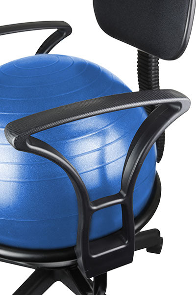 CanDo Ball Chair - Metal - Mobile - with Back - with Arms - with 22" Blue Ball — for Treatment and Examination Rooms