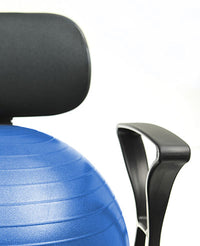 CanDo Ball Chair - Metal - Mobile - with Back - with Arms - with 22" Blue Ball — for Treatment and Examination Rooms