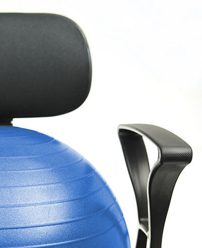 CanDo Ball Chair - Metal - Mobile - with Back - with Arms - with 22" Blue Ball — for Treatment and Examination Rooms
