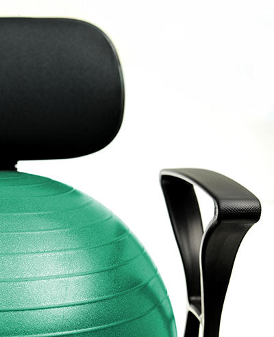 CanDo Ball Chair - Metal - Mobile - with Back - with Arms - with 22" Green Ball — for Treatment and Examination Rooms