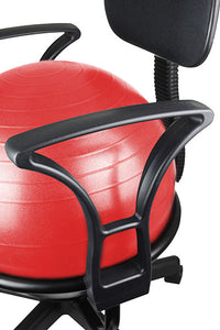 CanDo Ball Chair - Metal - Mobile - with Back - with Arms - with 22" Red Ball — for Treatment and Examination Rooms