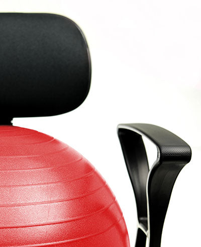 CanDo Ball Chair - Metal - Mobile - with Back - with Arms - with 22" Red Ball — for Treatment and Examination Rooms