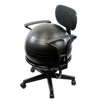 CanDo Ball Chair - Metal - Mobile - with Back - with Arms - with 22" Black Ball — for Treatment and Examination Rooms