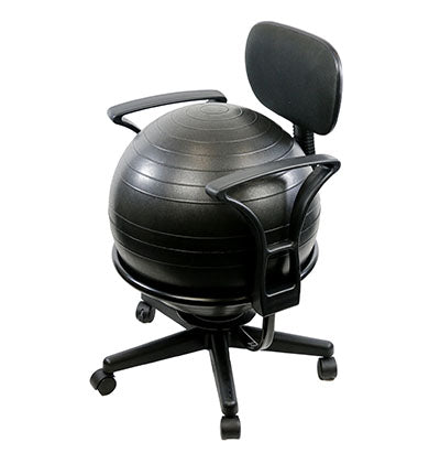 CanDo Ball Chair - Metal - Mobile - with Back - with Arms - with 22" Black Ball — for Treatment and Examination Rooms