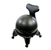 CanDo Ball Chair - Plastic - Mobile - with Back - Adult Size - with 22" Black Ball — for Treatment and Examination Rooms