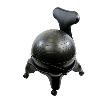 CanDo Ball Chair - Plastic - Mobile - with Back - Adult Size - with 22" Black Ball — for Treatment and Examination Rooms