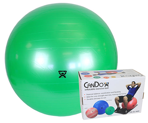 CanDo Inflatable Exercise Ball - Green - 26" (65 cm), Retail Box — for Treatment and Examination Rooms