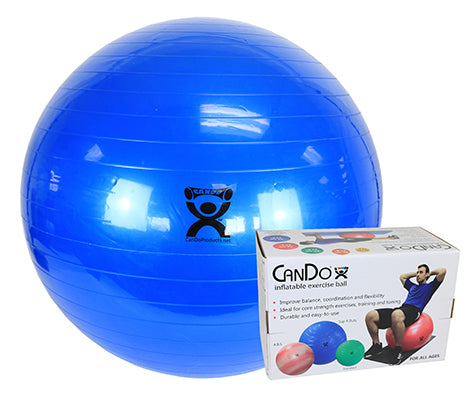 CanDo Inflatable Exercise Ball - Blue - 34" (85 cm), Retail Box — for Treatment and Examination Rooms
