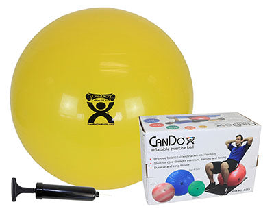 CanDo Inflatable Exercise Ball - Economy Set - Yellow - 18" (45 cm) Ball, Pump, Retail Box — for Treatment and Examination Rooms