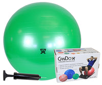 CanDo Inflatable Exercise Ball - Economy Set - Green - 26" (65 cm) Ball, Pump, Retail Box — for Treatment and Examination Rooms