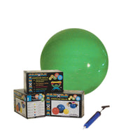 CanDo Inflatable Exercise Ball - Economy Set - Green - 26" (65 cm) Ball, Pump, Retail Box (set of 10) — for Treatment and Examination Rooms