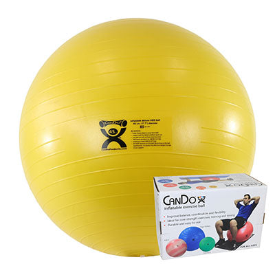 CanDo Inflatable Exercise Ball - ABS Extra Thick - Yellow - 18" (45 cm), Retail Box — for Treatment and Examination Rooms