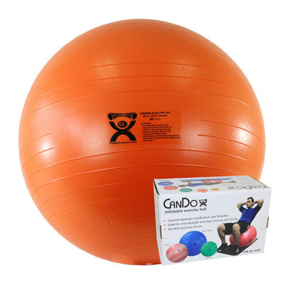 CanDo Inflatable Exercise Ball - ABS Extra Thick - Orange - 22" (55 cm), Retail Box — for Treatment and Examination Rooms