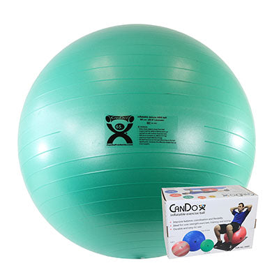 CanDo Inflatable Exercise Ball - ABS Extra Thick - Green - 26" (65 cm), Retail Box — for Treatment and Examination Rooms