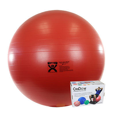 CanDo Inflatable Exercise Ball - ABS Extra Thick - Red - 30" (75 cm), Retail Box — for Treatment and Examination Rooms