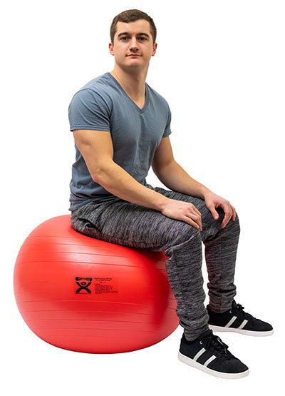 CanDo Inflatable Exercise Ball - ABS Extra Thick - Red - 30" (75 cm) — for Treatment and Examination Rooms