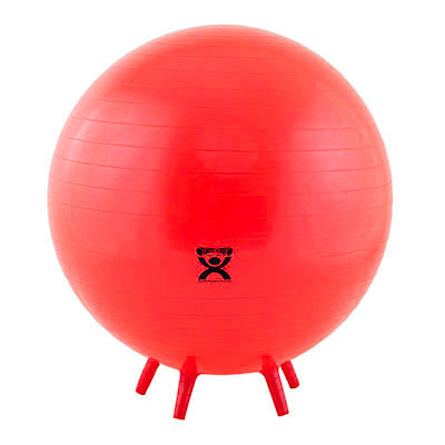 CanDo Inflatable Exercise Ball - with Stability Feet - Red - 30" (75 cm) — for Treatment and Examination Rooms