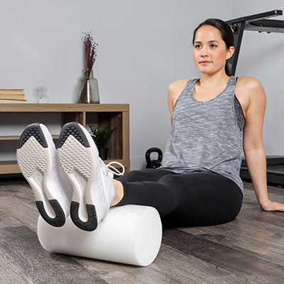 CanDo Foam Roller - White PE foam - 6" x 48" - Round — for Flexibility and Muscle Recovery