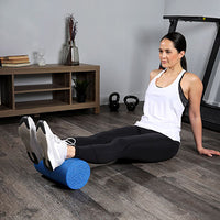CanDo Foam Roller - Blue PE foam - 6" x 36" - Round — for Flexibility and Muscle Recovery