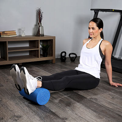 CanDo Foam Roller - Blue PE foam - 6" x 12" - Round — for Flexibility and Muscle Recovery