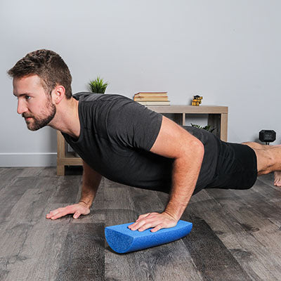CanDo Foam Roller - Blue PE foam - 6" x 12" - Half-Round — for Flexibility and Muscle Recovery