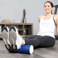 CanDo Foam Roller - PE foam, Blue TufCoat Finish - 4" x12" - Round — for Flexibility and Muscle Recovery