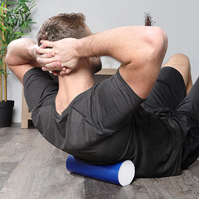CanDo Foam Roller - PE foam, Blue TufCoat Finish - 4" x12" - Round — for Flexibility and Muscle Recovery