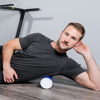 CanDo Foam Roller - PE foam, Blue TufCoat Finish - 4" x12" - Round — for Flexibility and Muscle Recovery