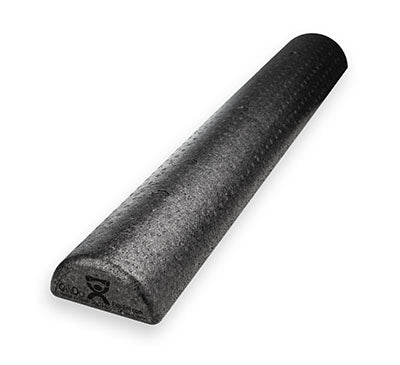 CanDo Foam Roller - Black Composite - Extra Firm - 6" x 36" - Half-Round — for Flexibility and Muscle Recovery
