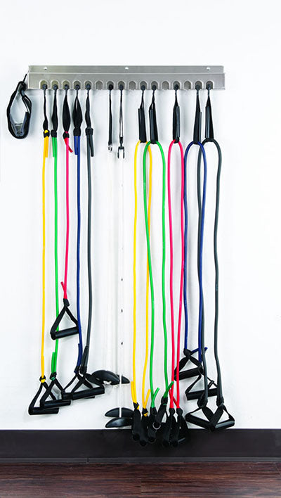 Web-Slide Exercise Rail, Accessory, Storage Rack, Stainless Steel — for Wall-Mounted Resistance Band Training