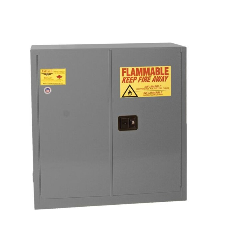 Justrite 3010X Flammable Liquid Cabinet 1 Shelf 2 Door Self Close, 30 Gallon