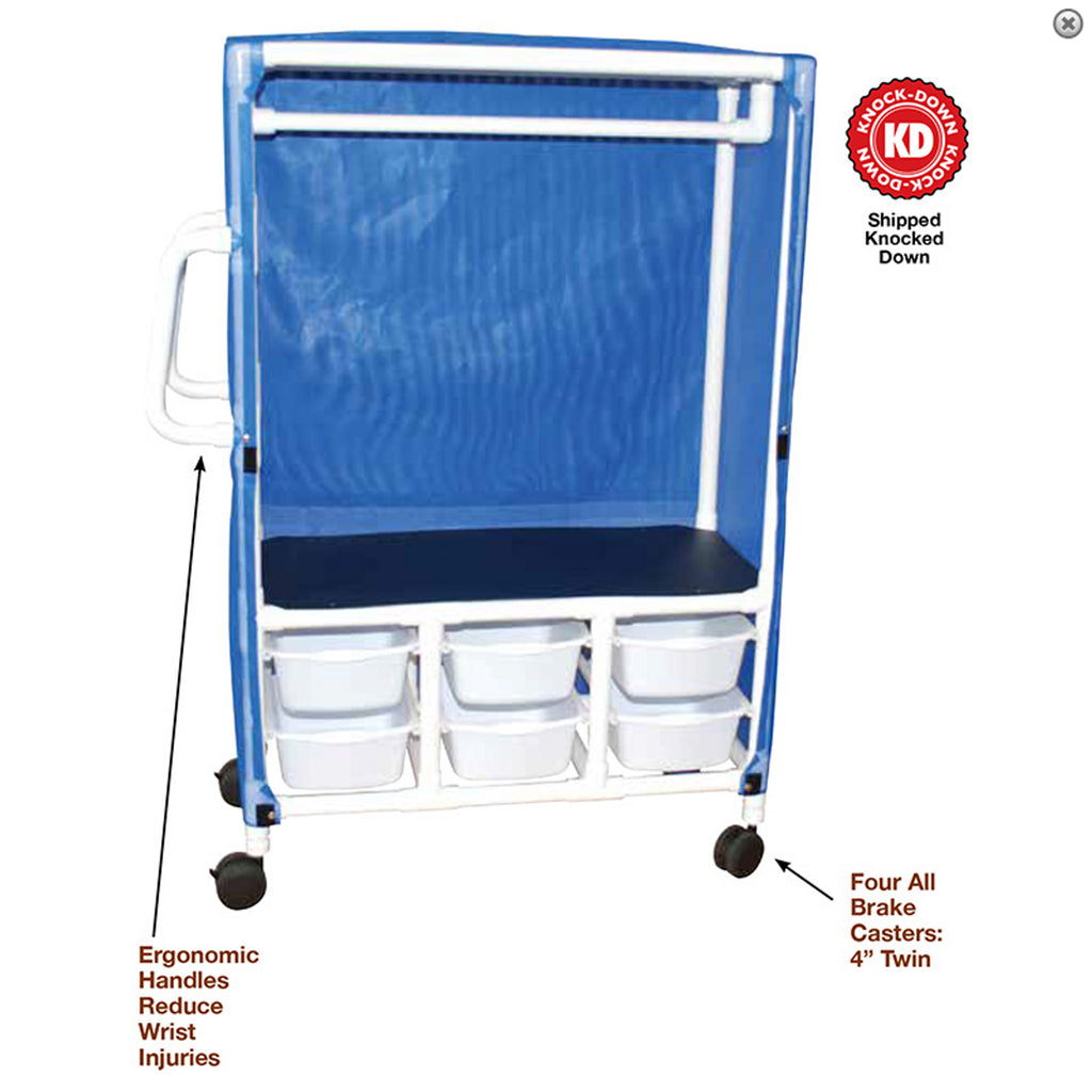 MJM 20" Combo Linen Cart with 6 Slide Out Tubs