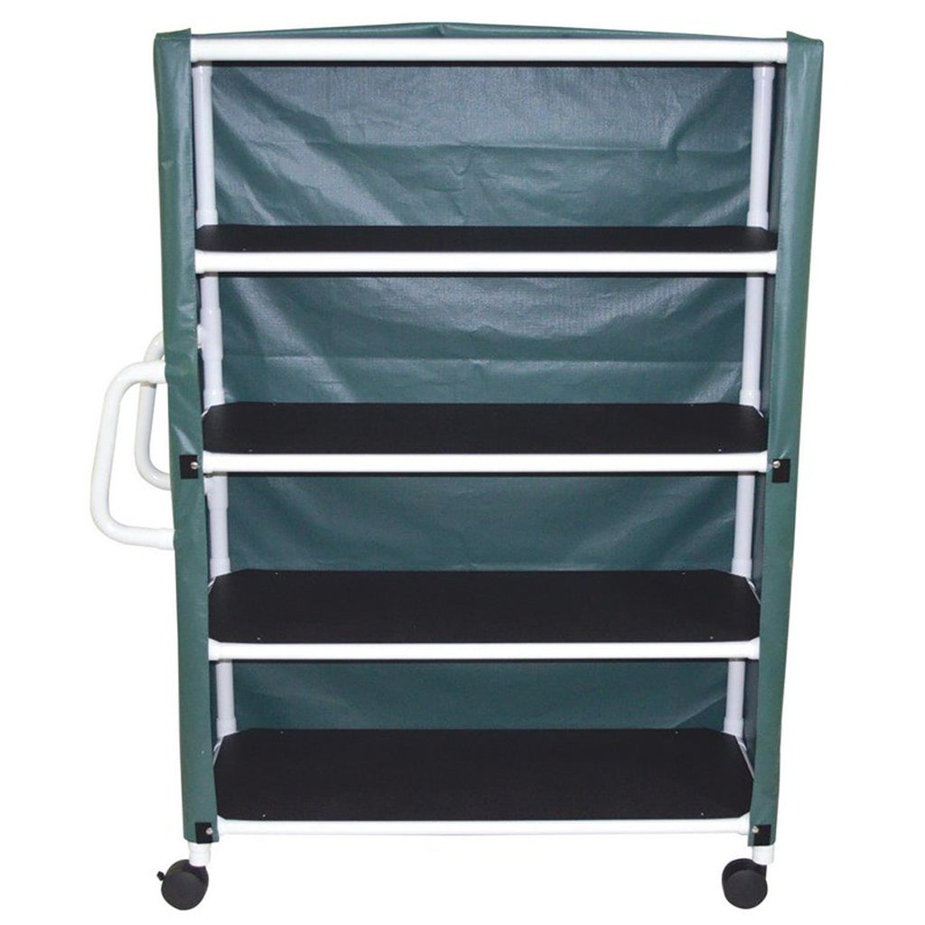 MJM International 350-4C Jumbo 4-Shelf Linen Cart | High-Capacity PVC Medical Transport