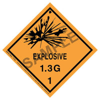 JJ Keller Explosives Label - Class 1, Division 1.3G - Poly